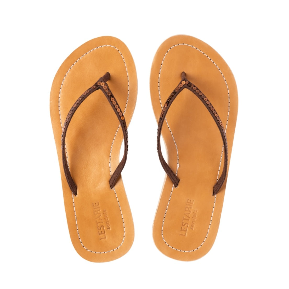 Damen Leder Sandalen mit Pailletten